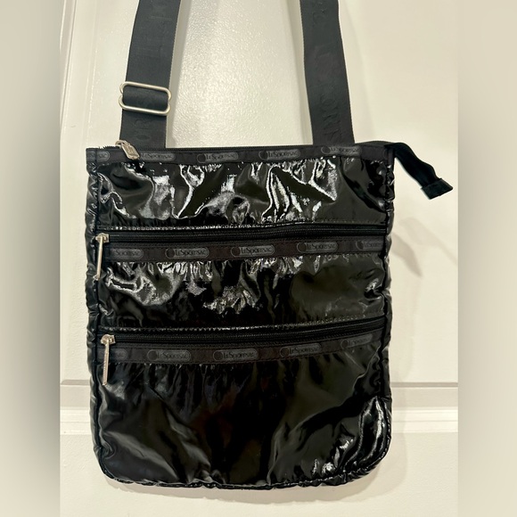 LeSportsac Patent Leather 3 Zipper Crossbody Bag - Picture 6 of 11